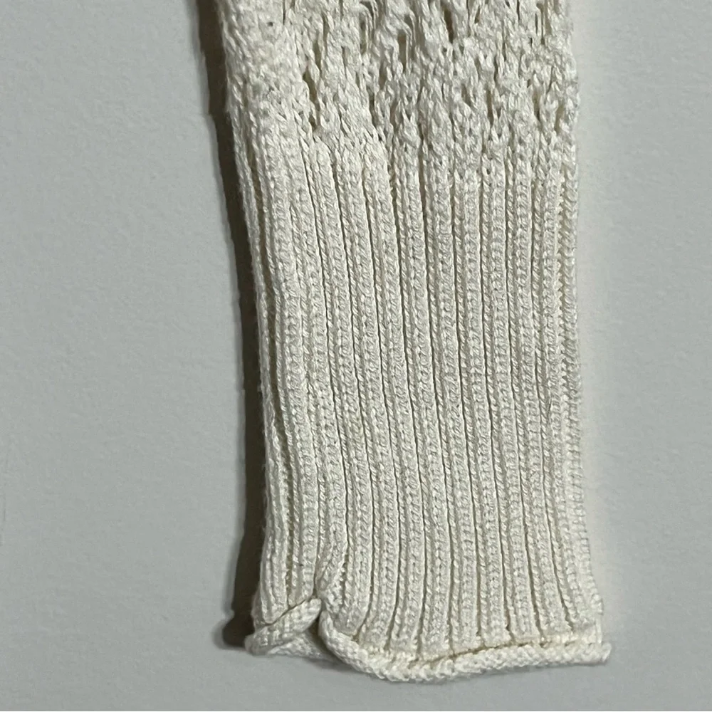 Mossimo Supply Co Cream Open Knit Crochet Cotton Sweater Large L/G‎ Cream White